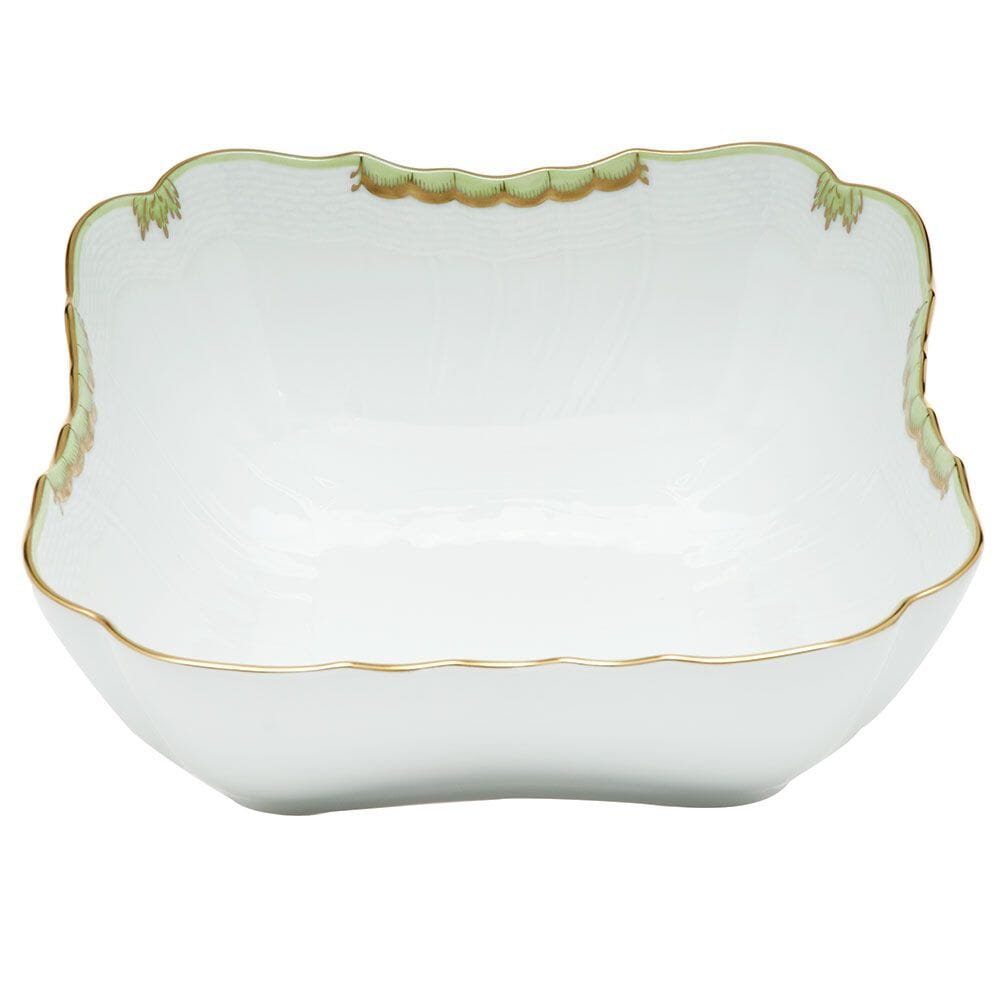 Herend Princess Victoria Square Salad Bowl Dinnerware Herend Green 