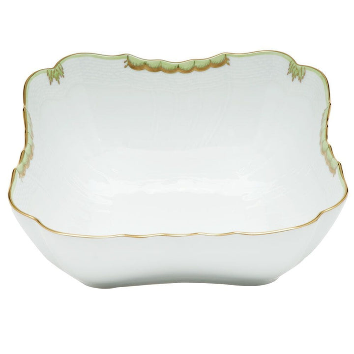 Herend Princess Victoria Square Salad Bowl Dinnerware Herend Green 