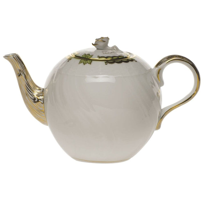 Herend Princess Victoria Tea Pot With Rose Dinnerware Herend Green 