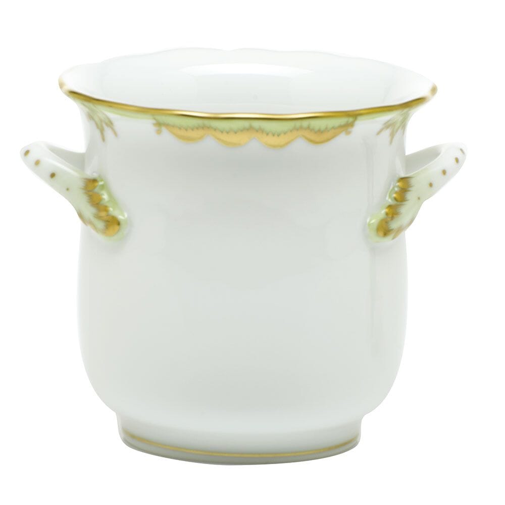 Herend Princess Victoria Mini Cachepot With Handles Dinnerware Herend Green 