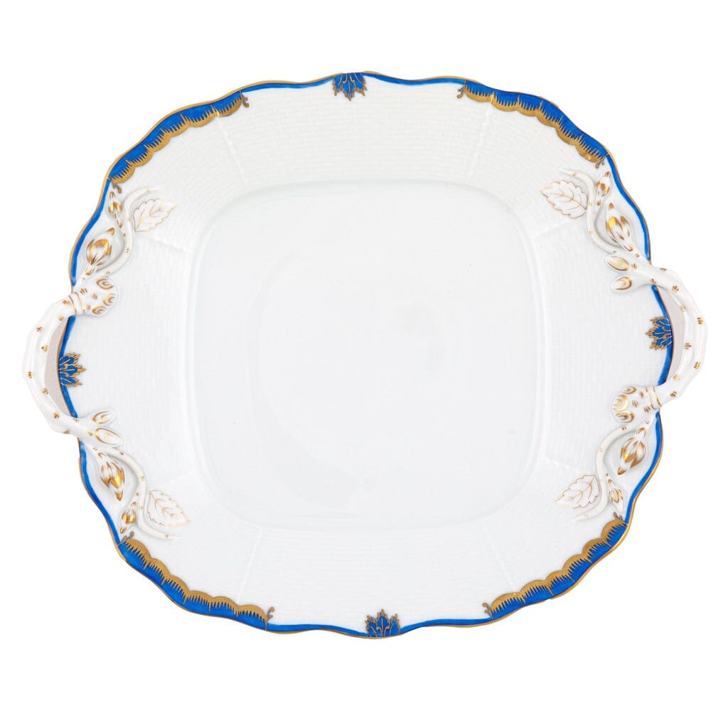 Herend Princess Victoria Square Cake Plate With Handles Dinnerware Herend Blue 