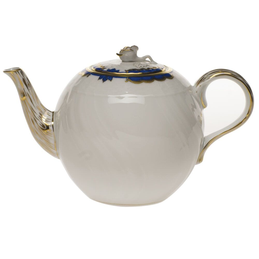 Herend Princess Victoria Tea Pot With Rose Dinnerware Herend Blue 