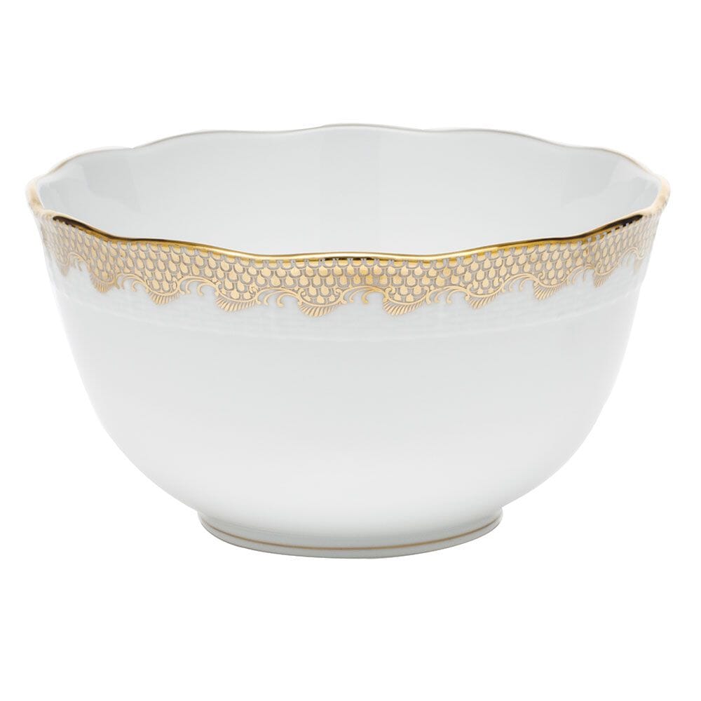 Herend Fish Scale Round Bowl Dinnerware Herend Gold 