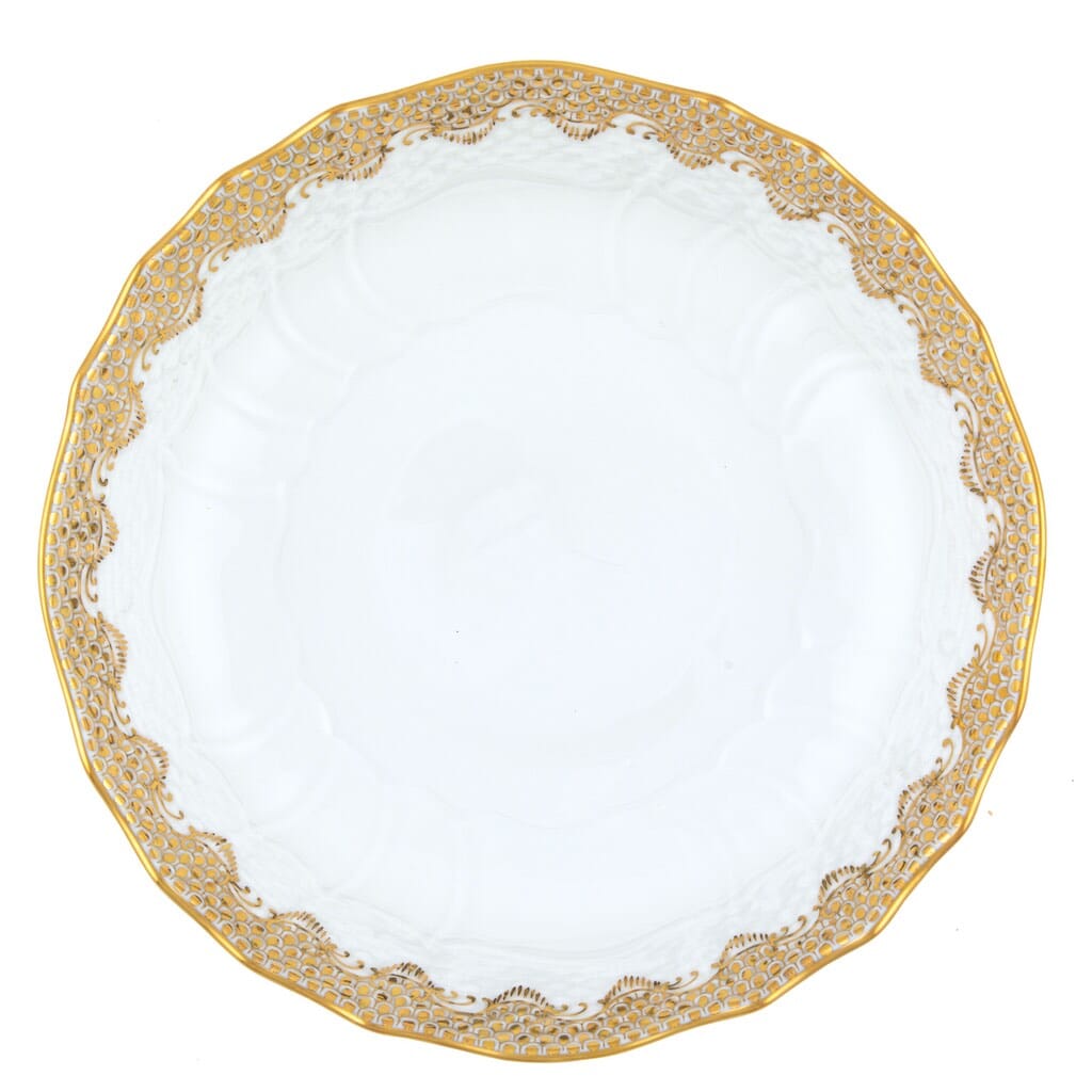 Herend Fish Scale Scalloped Dinner Bowl Dinnerware Herend Gold 