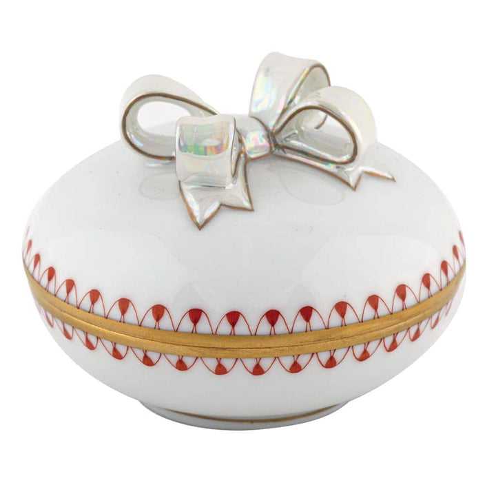 Herend Round Box w/Bow Figurines Herend Rust 