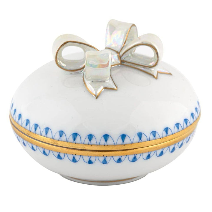 Herend Round Box w/Bow Figurines Herend Blue 