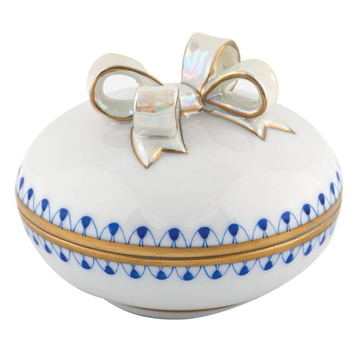 Herend Round Box w/Bow Figurines Herend Sapphire 