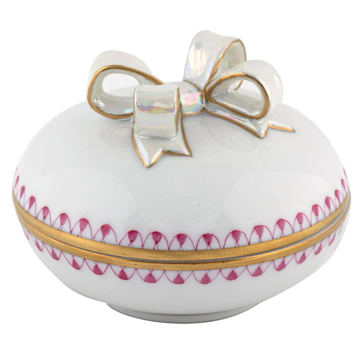 Herend Round Box w/Bow Figurines Herend Raspberry 