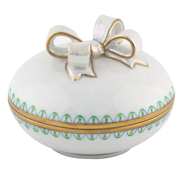 Herend Round Box w/Bow Figurines Herend Lime 