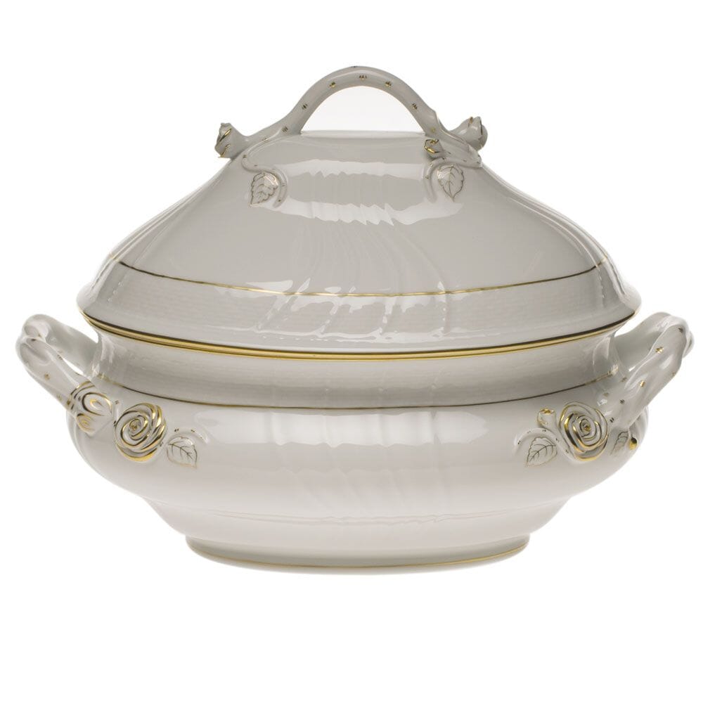 Herend Golden Edge Tureen With Branch Handles Dinnerware Herend 