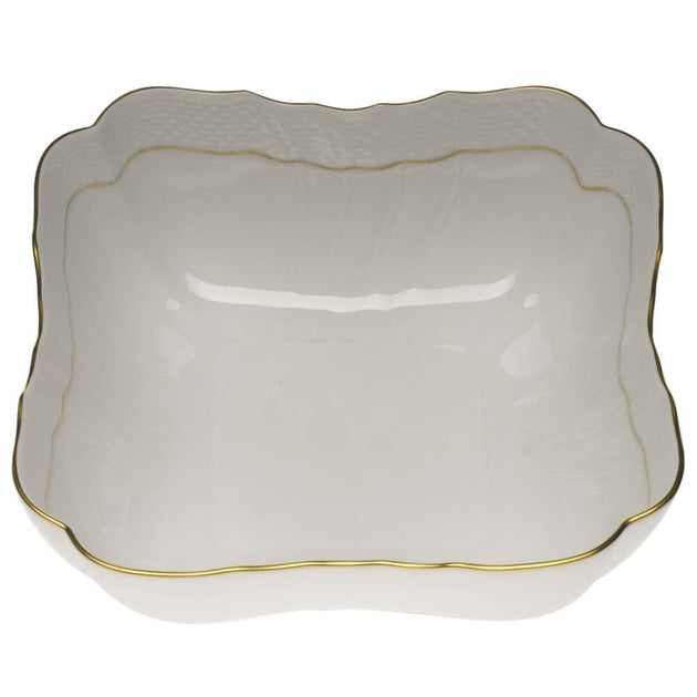 Herend Golden Edge Square Salad Bowl | Fine Decor Direct