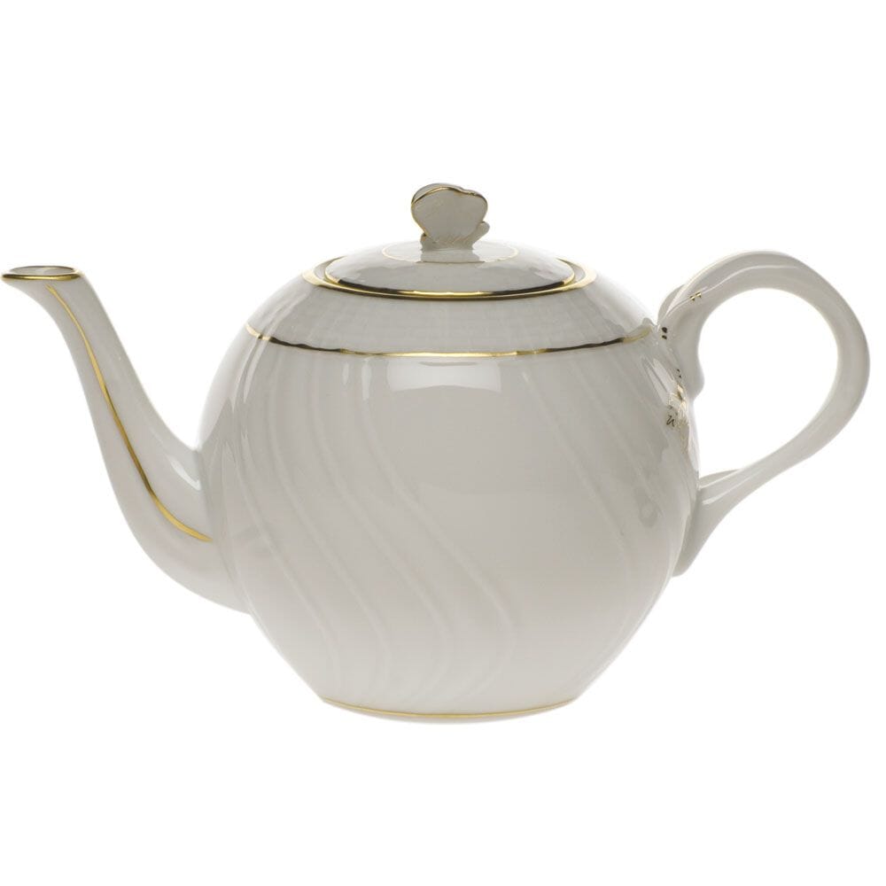 Herend Golden Edge Tea Pot With Butterfly Dinnerware Herend 