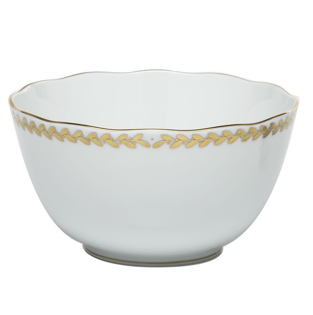 Herend Golden Laurel Round Open Vegetable Bowl Dinnerware Herend 