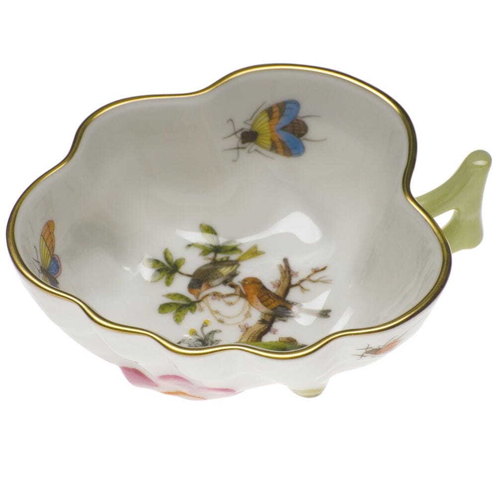 Herend Rothschild Bird Deep Leaf Dish - 4 Inch Dinnerware Herend