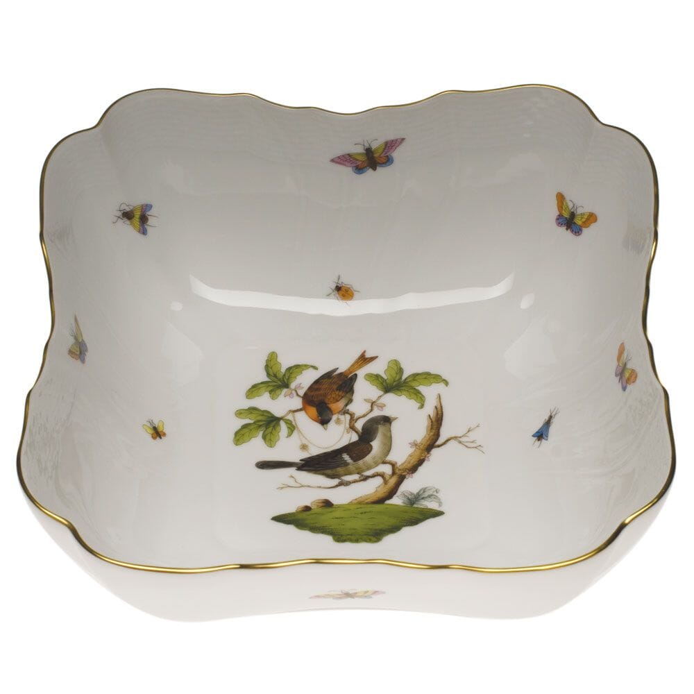 Herend Rothschild Bird Square Salad Bowl Dinnerware Herend 