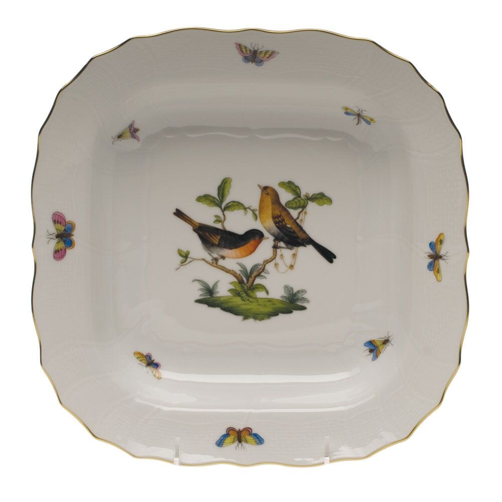 Herend Rothschild Bird Square Fruit Dish Dinnerware Herend 