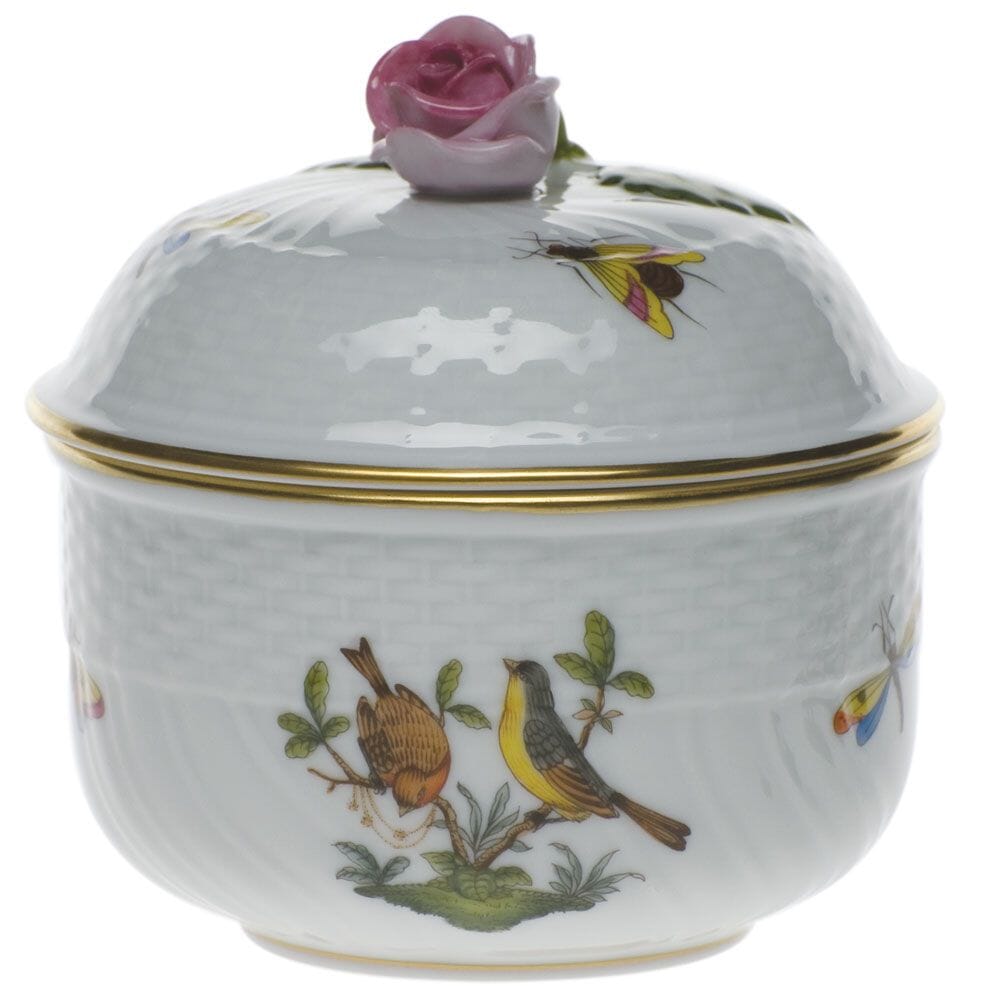 Herend Rothschild Bird Covered Sugar With Rose - 6 oz. Dinnerware Herend