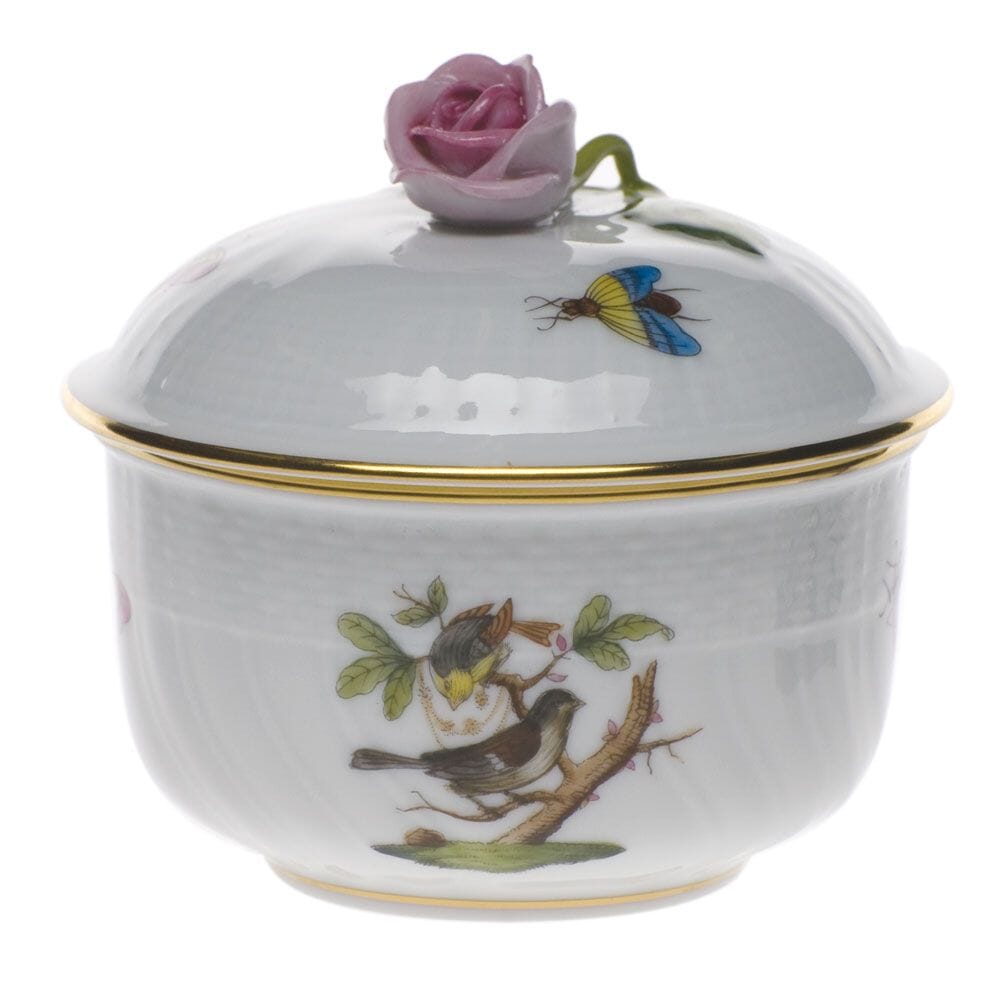 Herend Rothschild Bird Covered Sugar With Rose - 4 oz. Dinnerware Herend