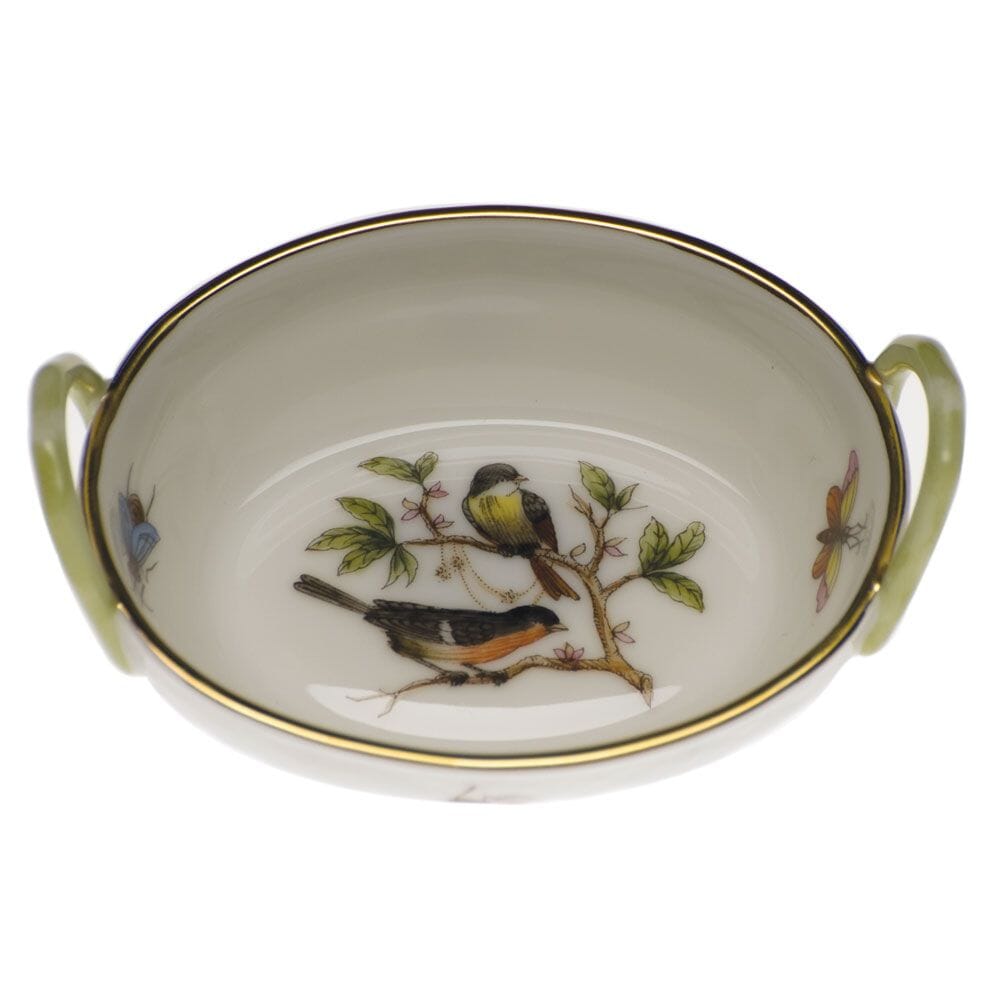 Herend Rothschild Bird Small Basket With Handles Dinnerware Herend 