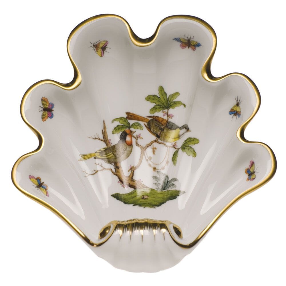 Herend Rothschild Bird Large Shell Dish Dinnerware Herend 