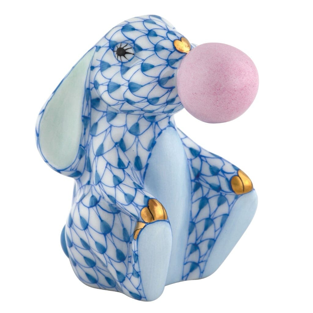 Herend Bubble Gum Bunny Figurine Figurines Herend Blue 