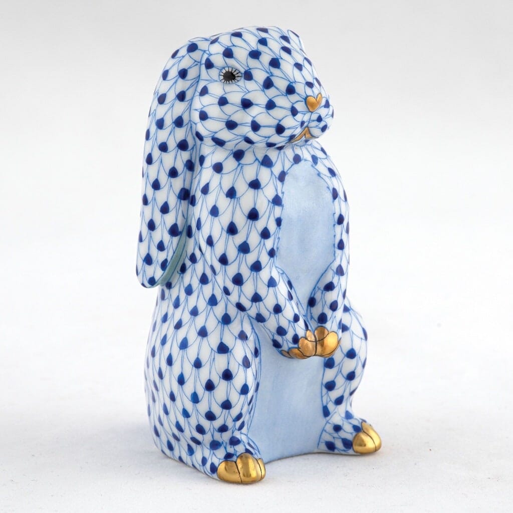 Herend Standing Lop Ear Bunny Figurine Figurines Herend Sapphire 