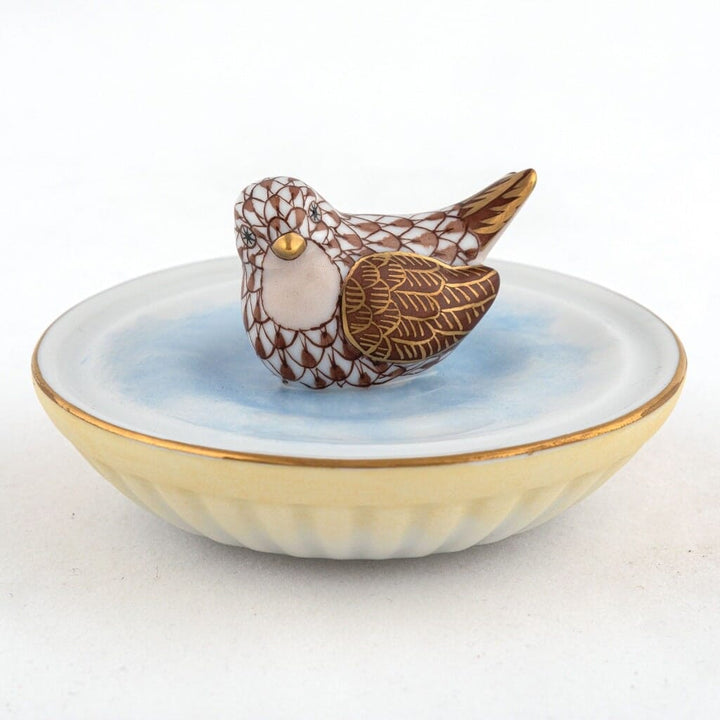 Herend Bird in Bird Bath Figurine Figurines Herend Chocolate 