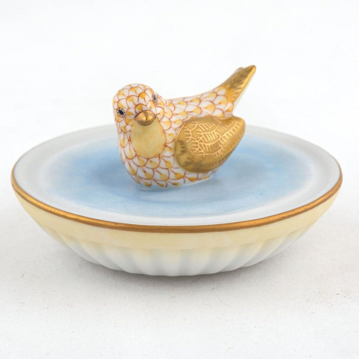 Herend Bird in Bird Bath Figurine Figurines Herend Butterscotch 