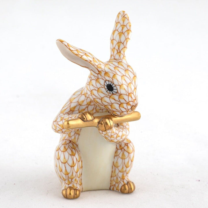 Herend Flute Bunny Figurine Figurines Herend Butterscotch 