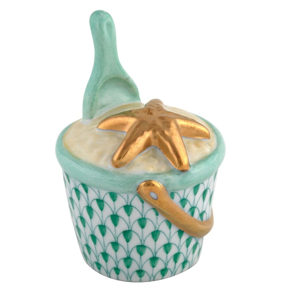 Herend Beach Bucket Figurine Figurines Herend Green 