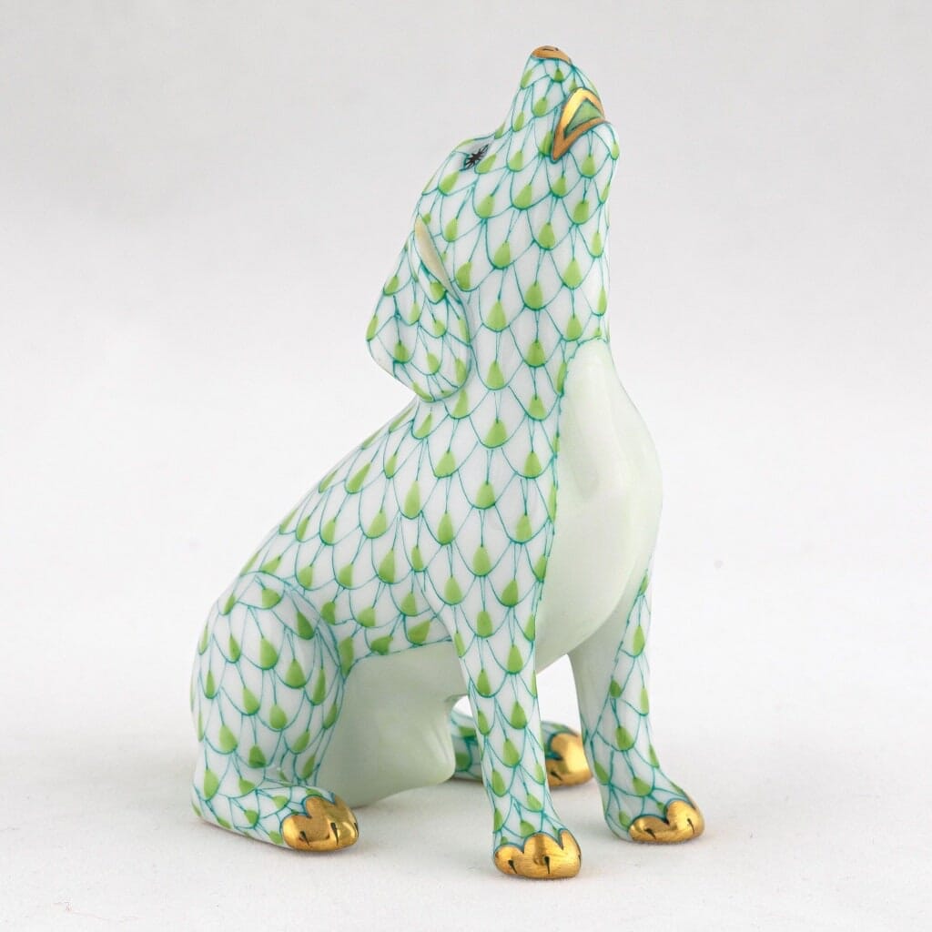 Herend Singing Beagle Figurine Figurines Herend Lime Green 