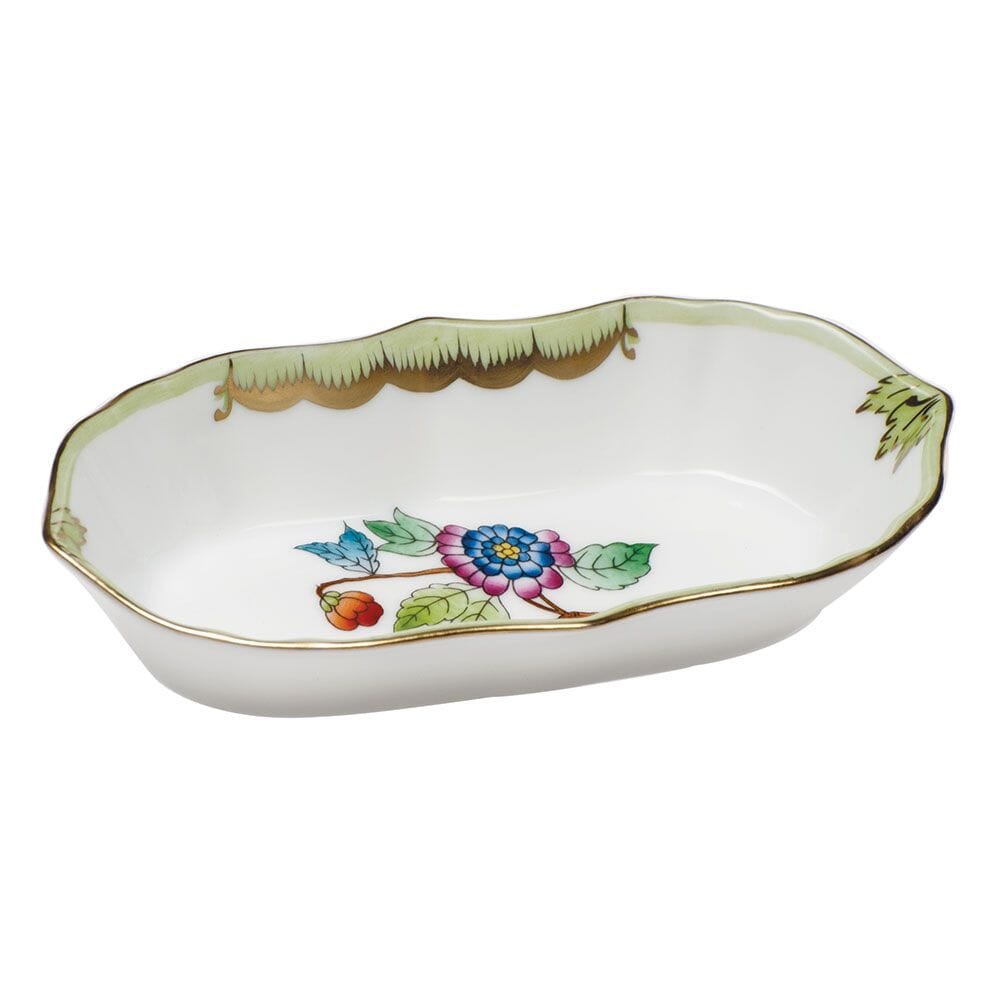 Herend Queen Victoria Narrow Pin Dish Dinnerware Herend Green 