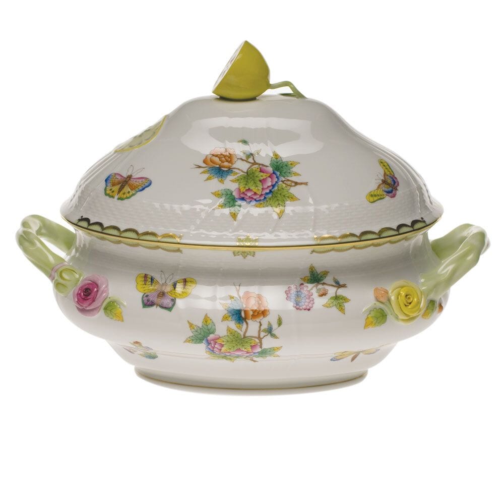 Herend Queen Victoria Tureen With Lemon Dinnerware Herend Green 