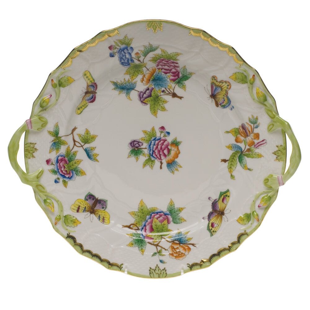 Herend Queen Victoria Chop Plate With Handles - 12 Inch Dinnerware Herend Green