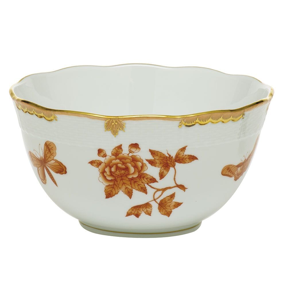 Herend Fortuna Round Bowl Dinnerware Herend Rust 