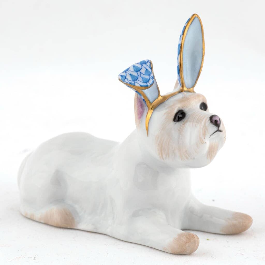 Herend Westie With Bunny Ears Figurine Figurines Herend Blue 