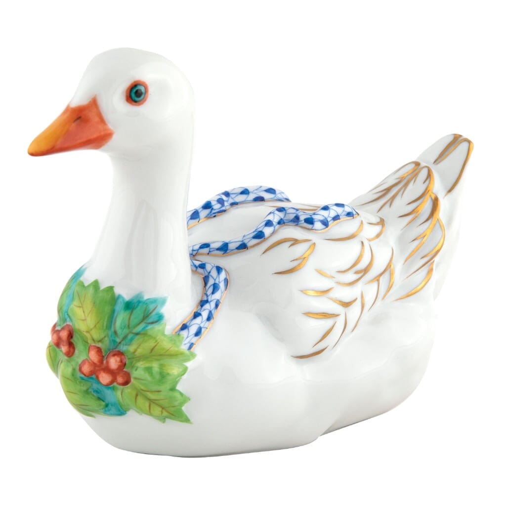 Herend Christmas Goose Figurine Figurines Herend Sapphire 