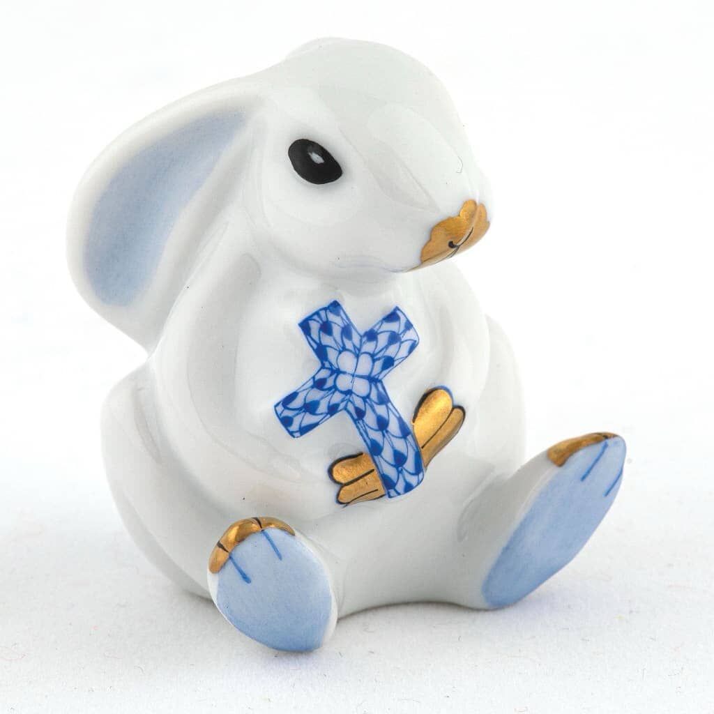 Herend Bunny With Cross Figurine Figurines Herend Sapphire 