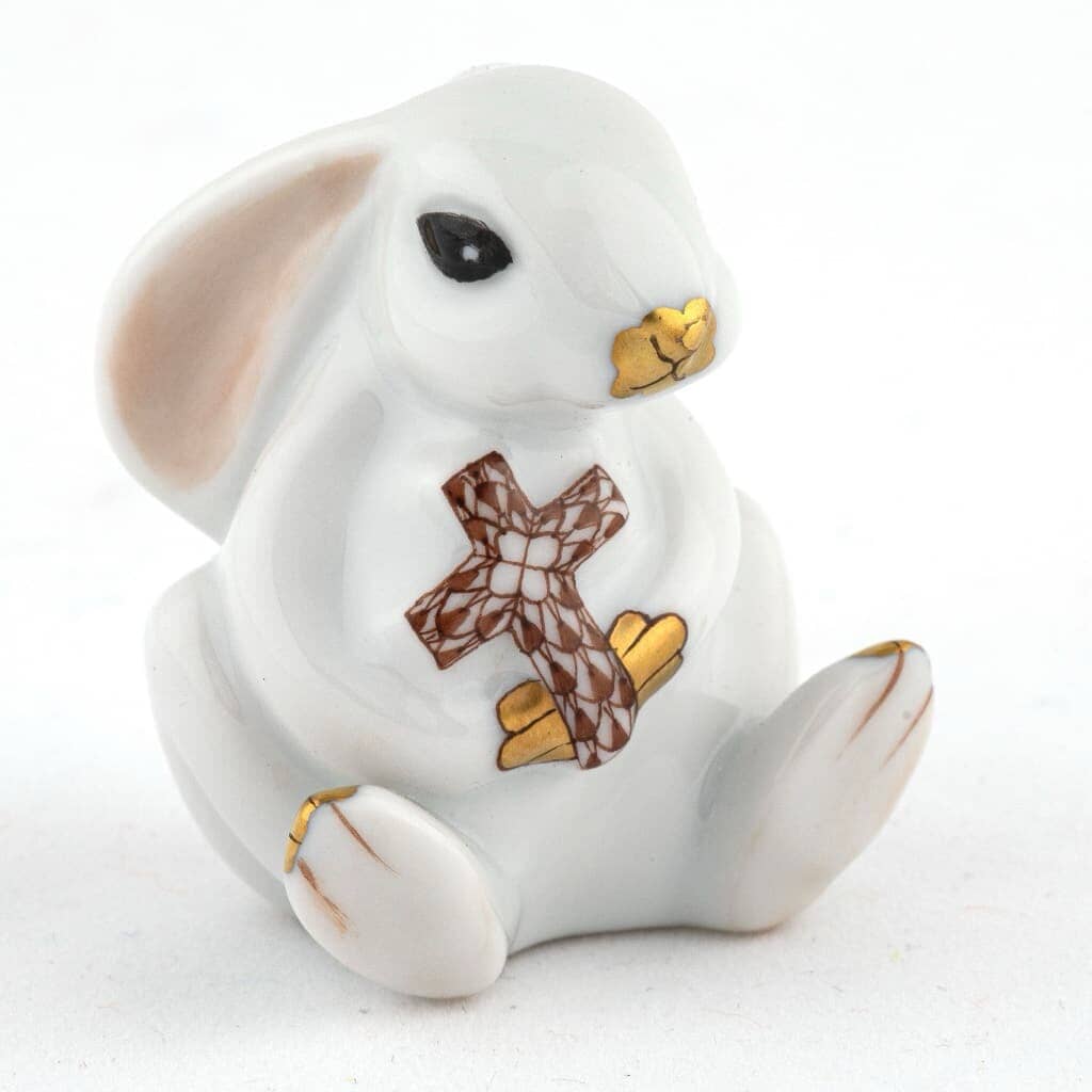 Herend Bunny With Cross Figurine Figurines Herend Chocolate 