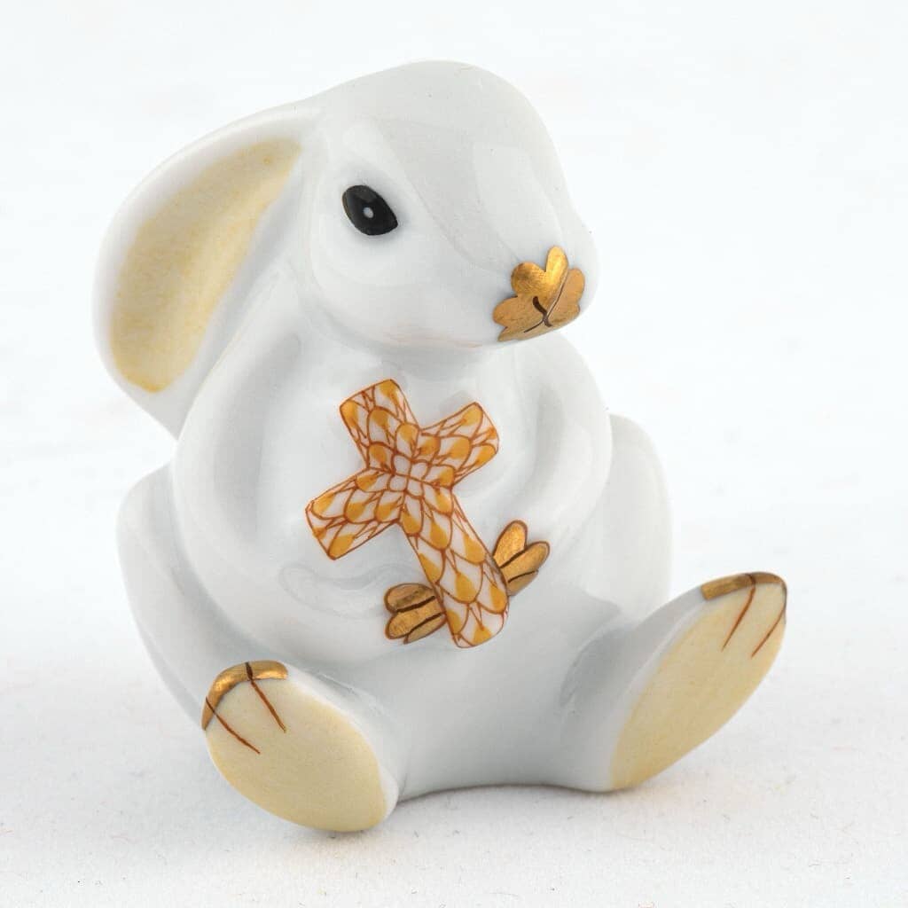 Herend Bunny With Cross Figurine Figurines Herend Butterscotch 