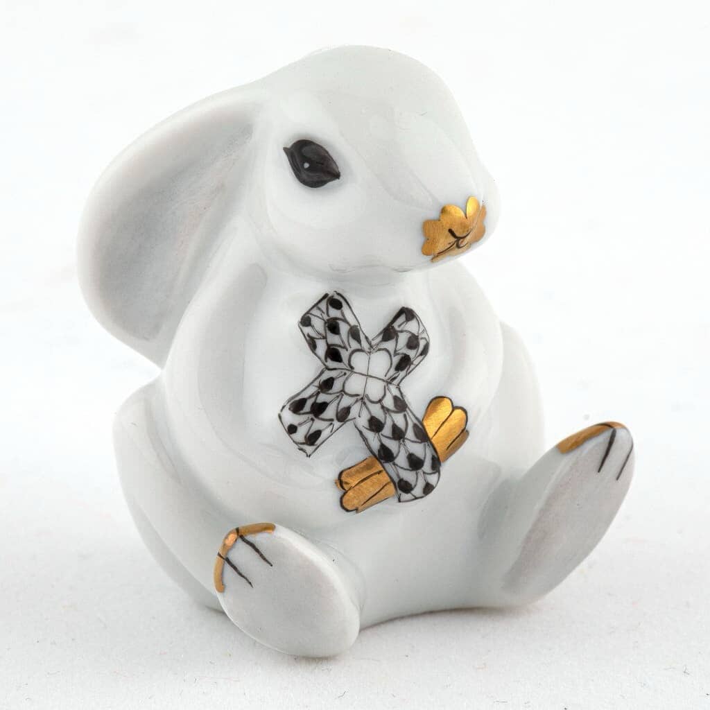 Herend Bunny With Cross Figurine Figurines Herend Black 