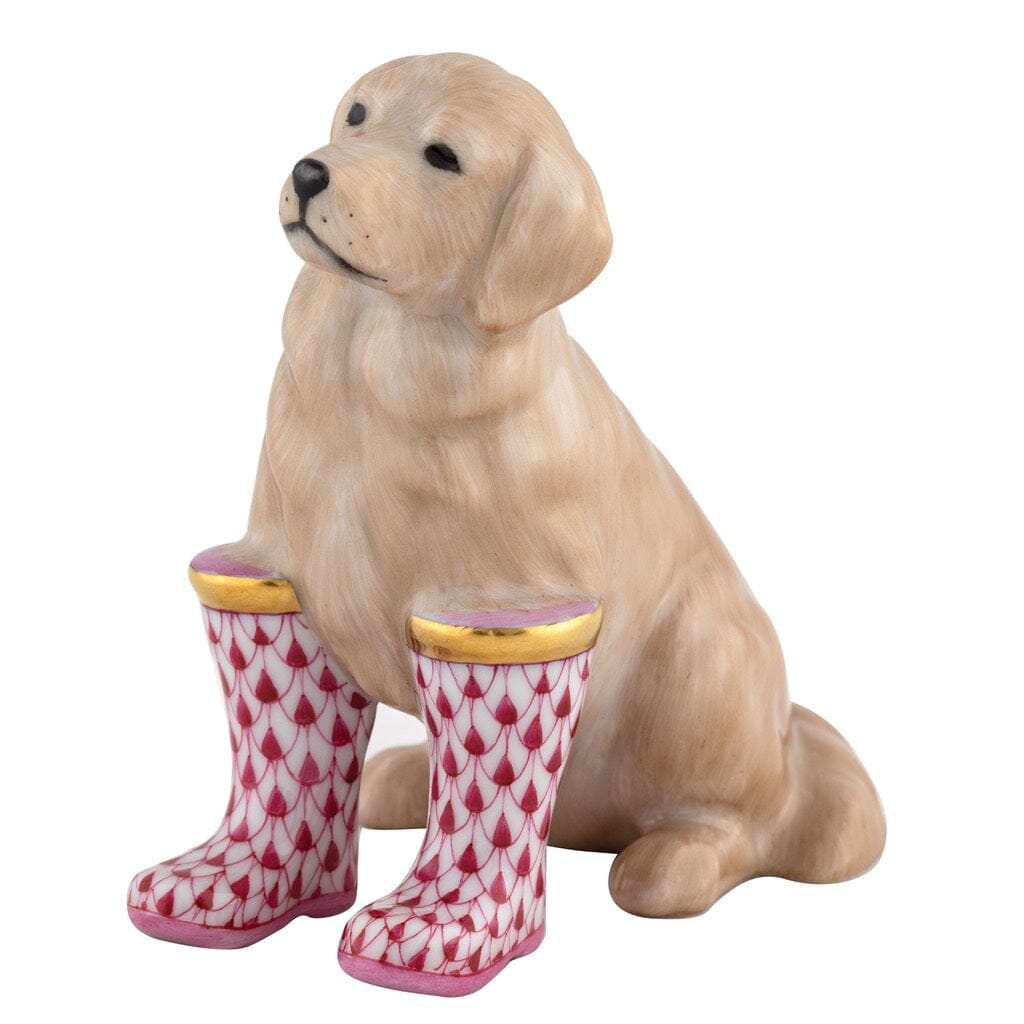 Herend Rainy Day Retriever Figurine Figurines Herend Raspberry (Pink) 