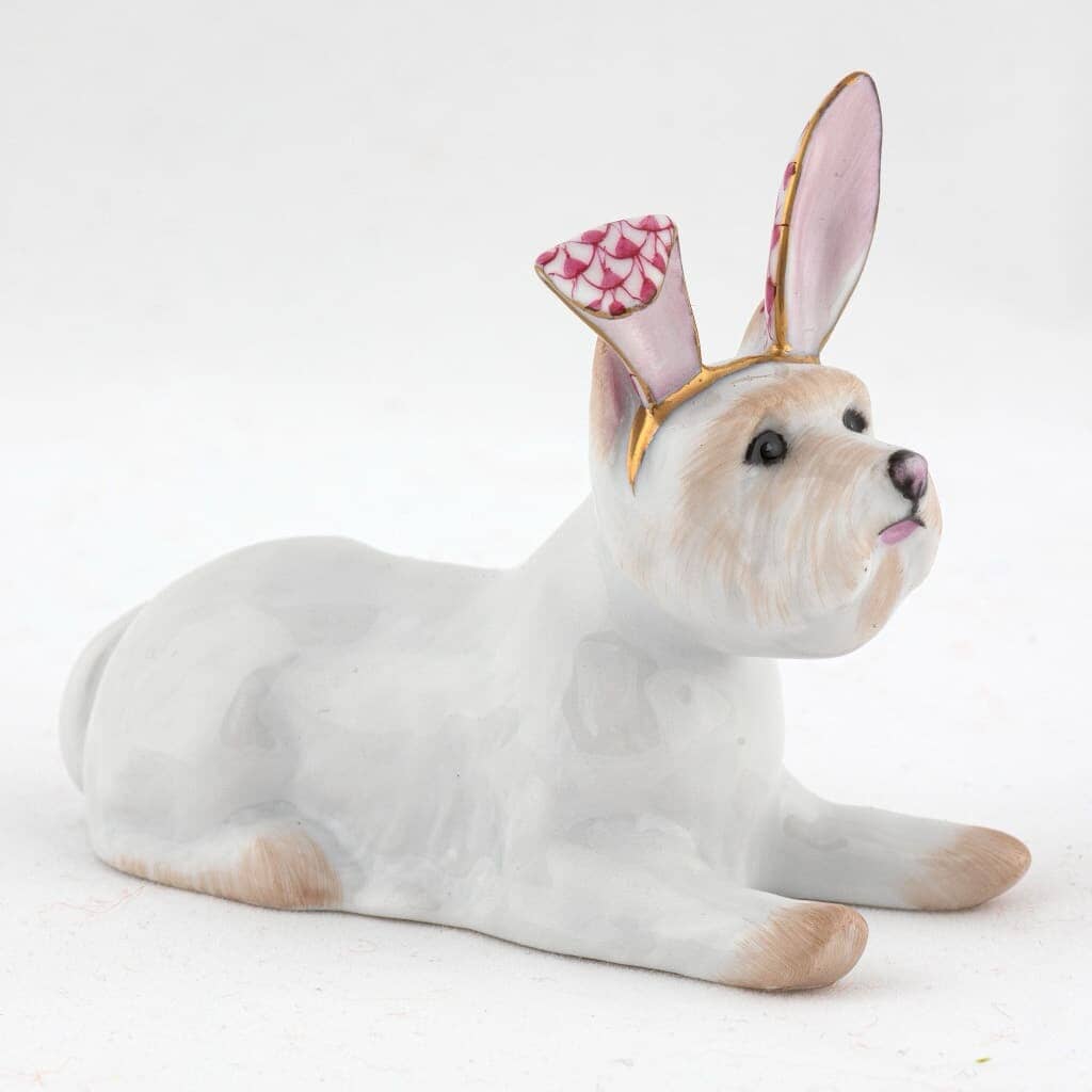 Herend Westie With Bunny Ears Figurine Figurines Herend Raspberry 