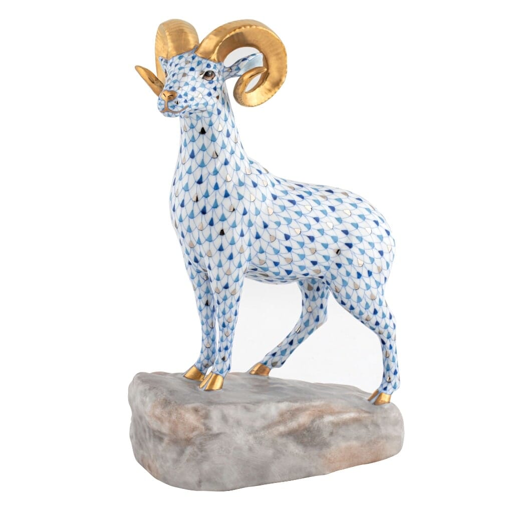 Herend Ram on Rock Figurine - Limited Edition Figurines Herend 