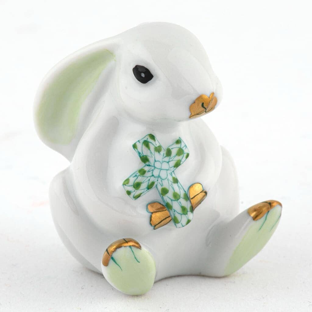 Herend Bunny With Cross Figurine Figurines Herend Lime Green 