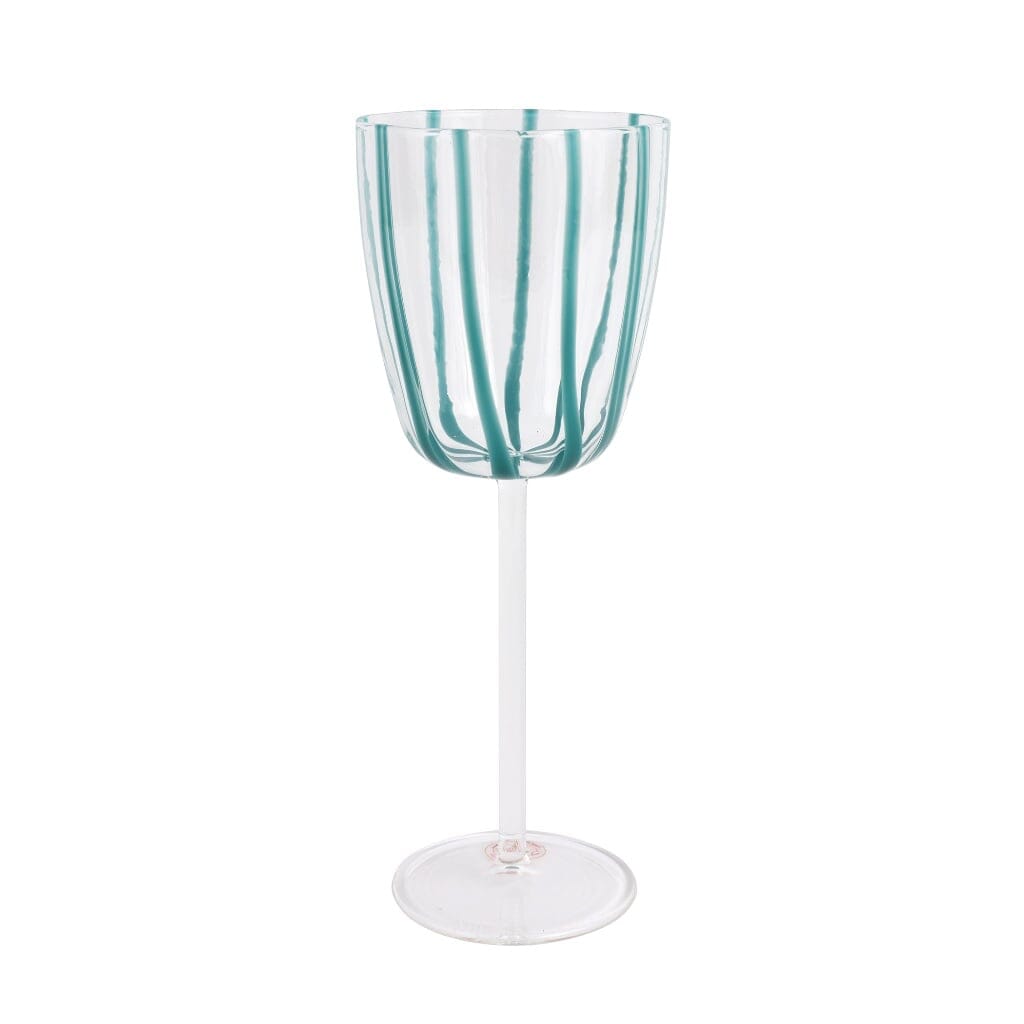 Vietri Nuovo Stripe Wine Glass Drinkware Vietri Teal 