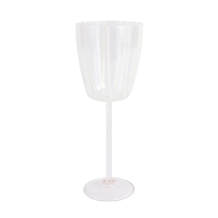 Vietri Nuovo Stripe Wine Glass Drinkware Vietri White 