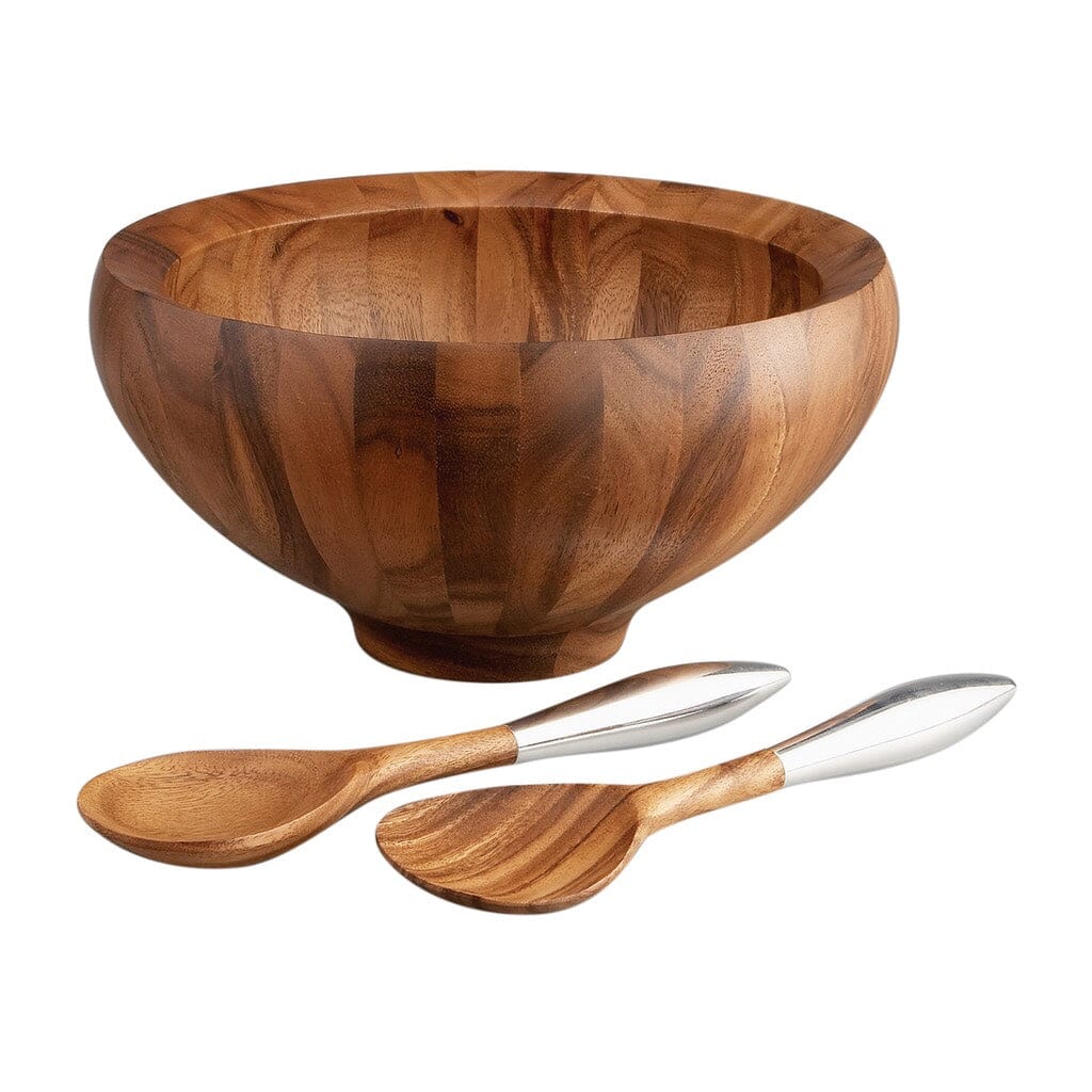 Nambe Yaro Salad Bowl With Servers Salad Bowls Nambe 