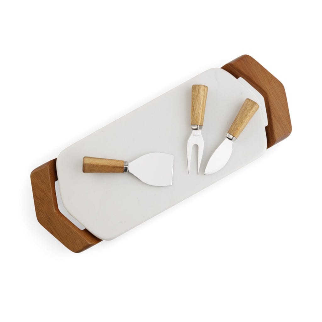 Nambe Chevron Cheese Tray With Knives Trays Nambe 