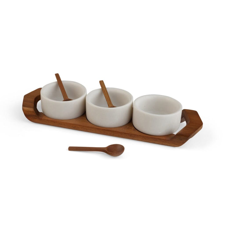 Nambe Chevron Condiment Tray With Spoons Trays Nambe 